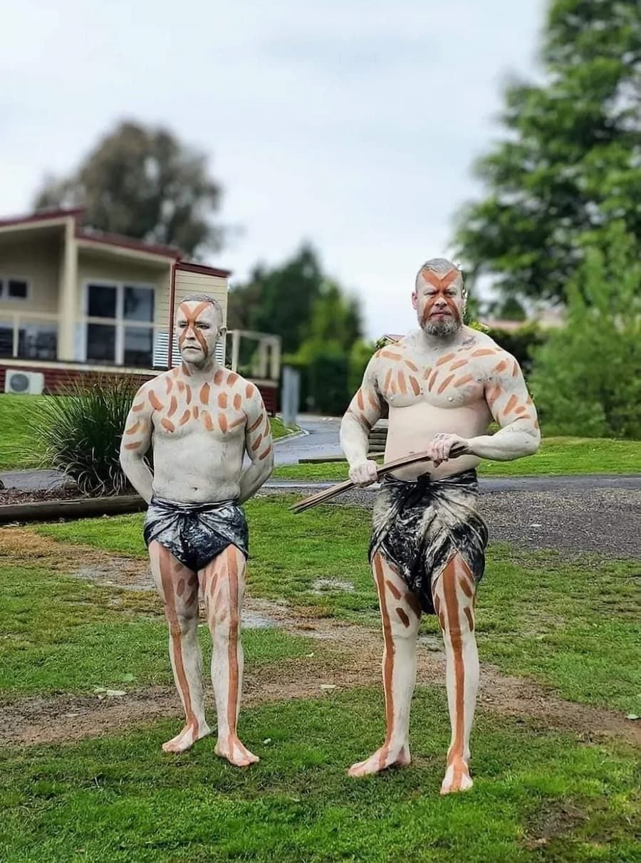 Aboriginal Body Art Displayed on Men — Dinawan's Connection in Dubbo, NSW