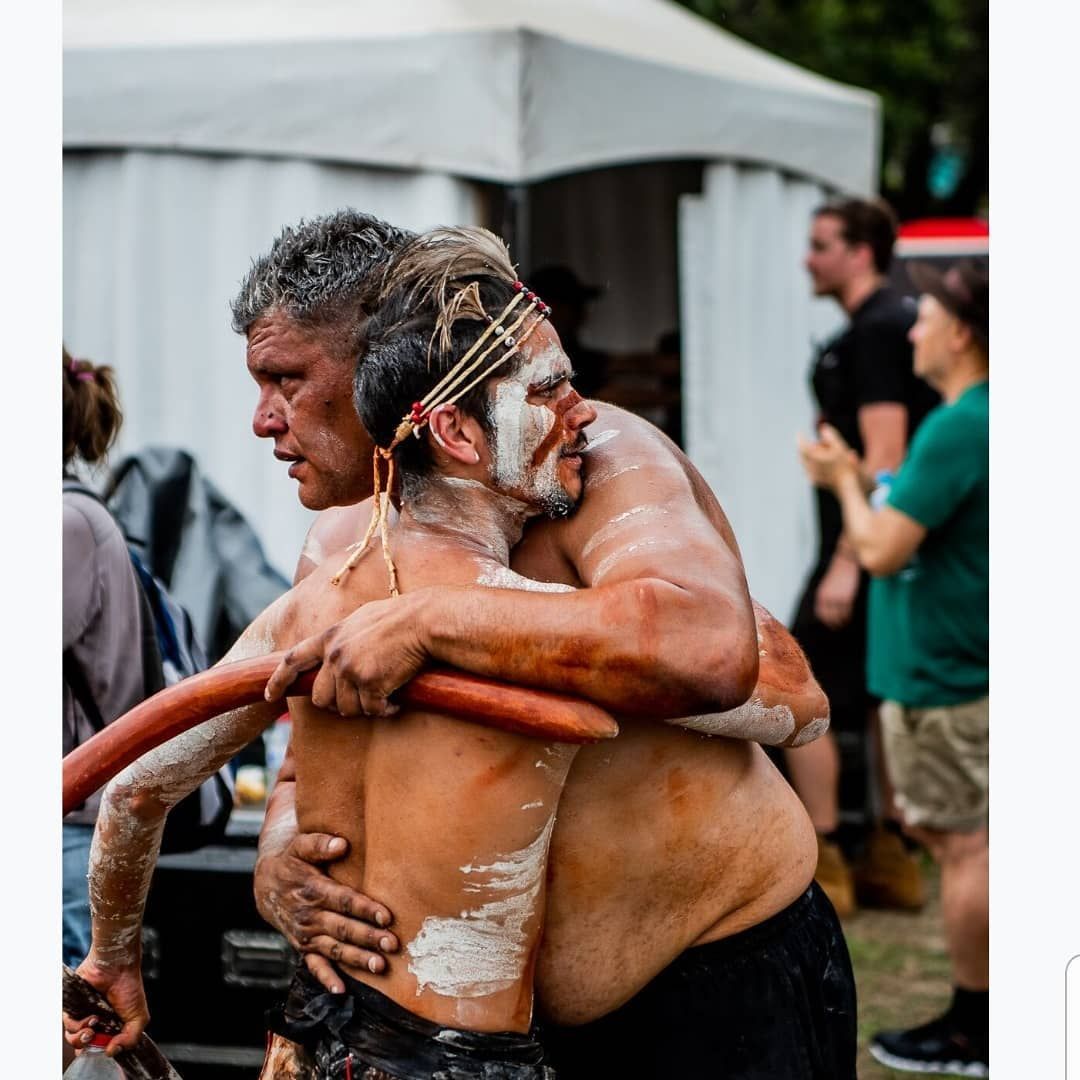Elders of Aboriginal Community Embracing — Dinawan's Connection in Dubbo, NSW