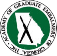 The logo for the academy of graduate embalmers of georgia inc.