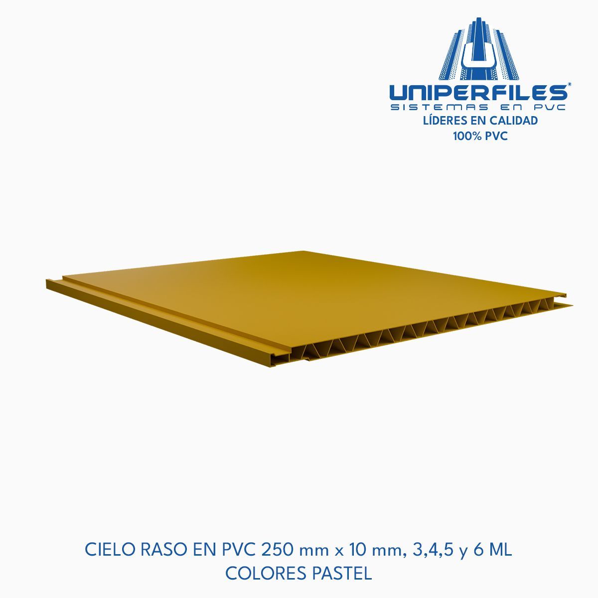 CIELO RASO EN PVC 250 mm x 10 mm, 3,4,5 y 6 ML
COLORES PASTEL