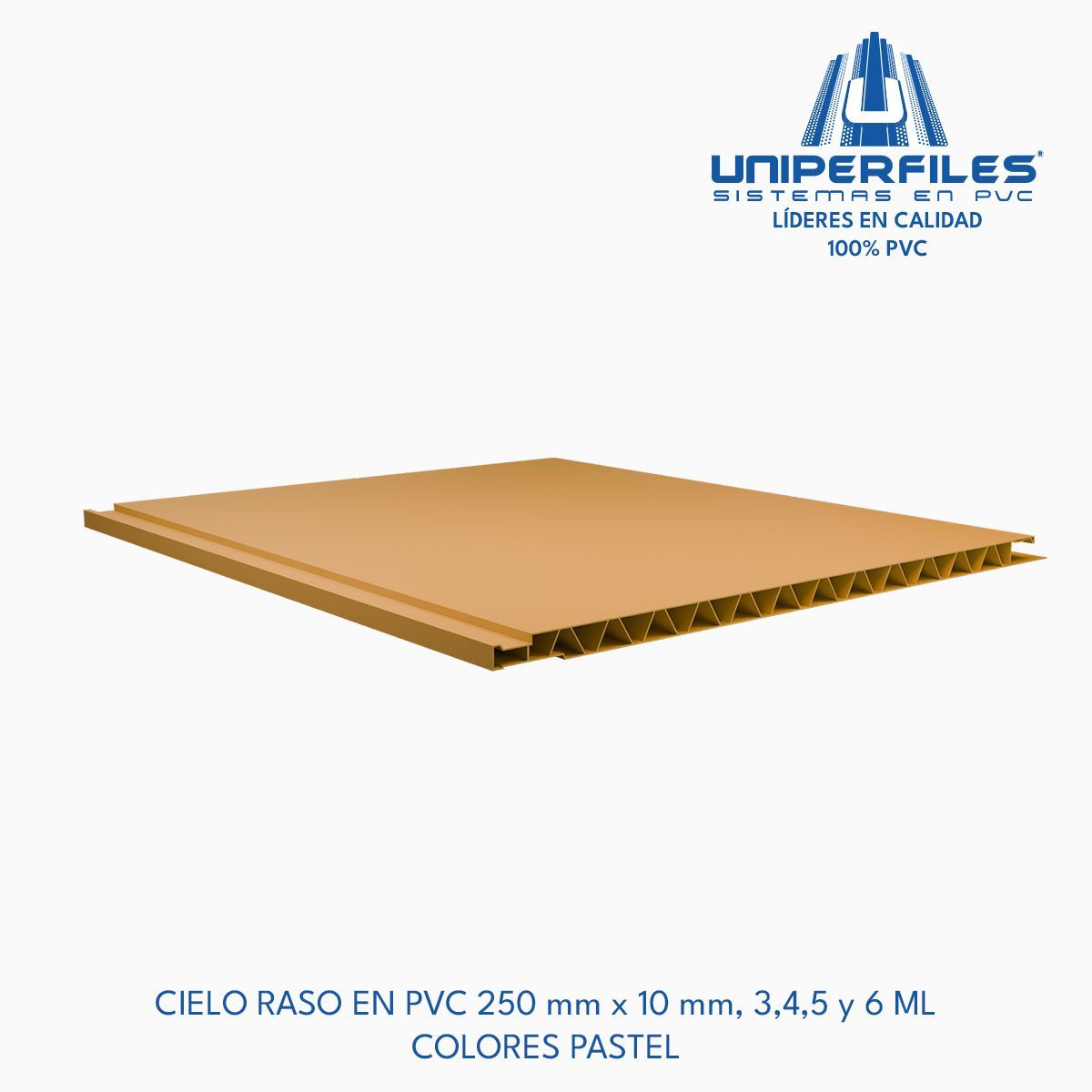 CIELO RASO EN PVC 250 mm x 10 mm, 3,4,5 y 6 ML
COLORES PASTEL