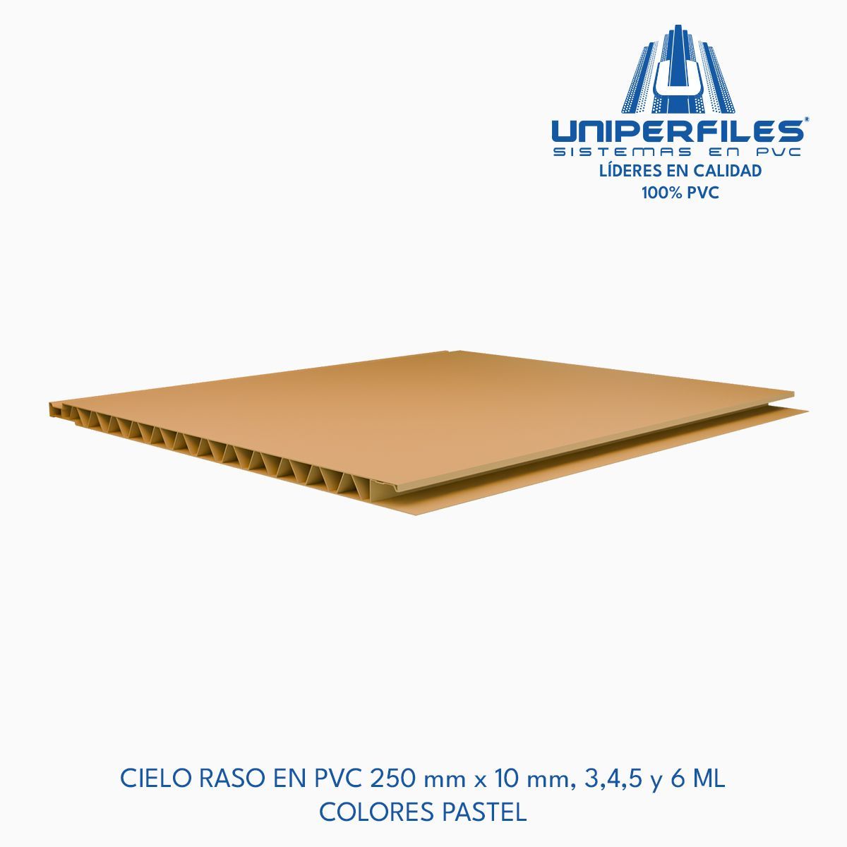 CIELO RASO EN PVC 250 mm x 10 mm, 3,4,5 y 6 ML
COLORES PASTEL