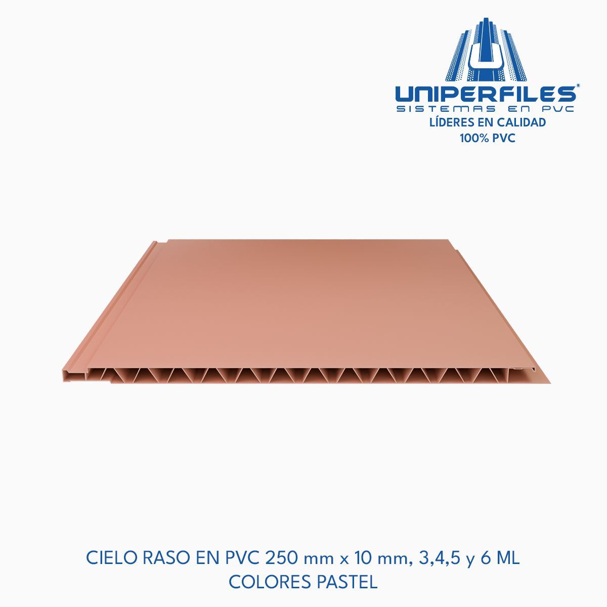 CIELO RASO EN PVC 250 mm x 10 mm, 3,4,5 y 6 ML
COLORES PASTEL