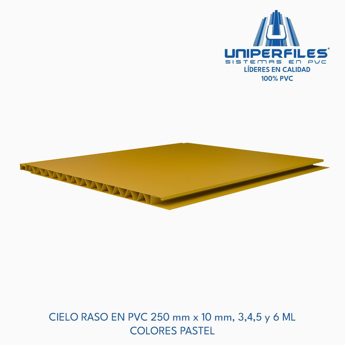 CIELO RASO EN PVC 250 mm x 10 mm, 3,4,5 y 6 ML
COLORES PASTEL