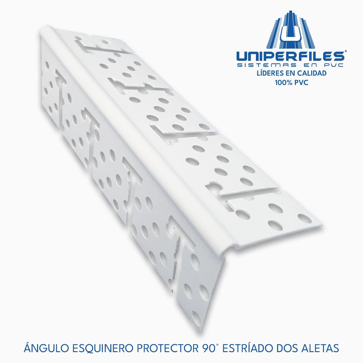 ÁNGULO ESQUINERO PROTECTOR 90° ESTRÍADO DOS ALETAS