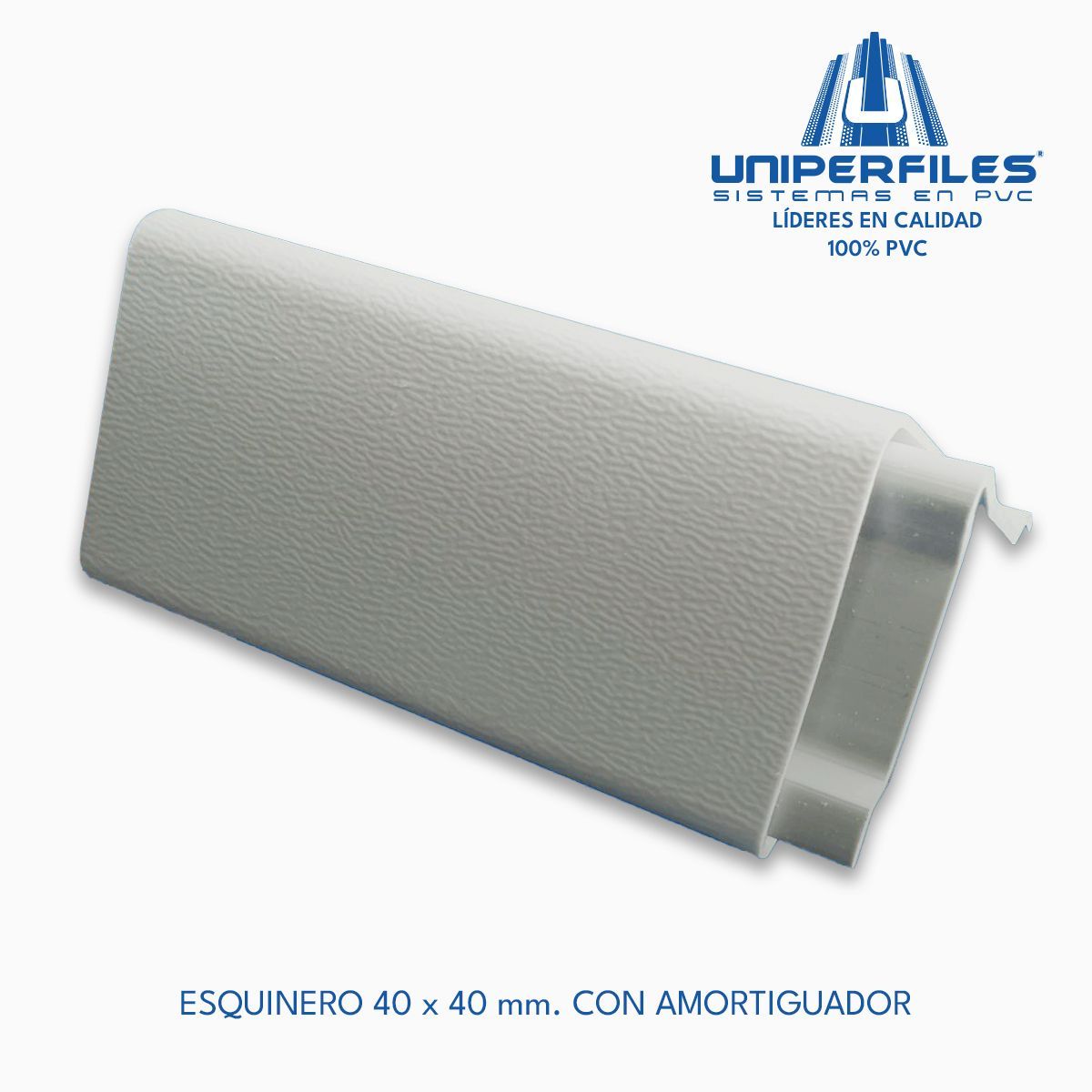 ESQUINERO 40 x 40 mm. CON AMORTIGUADOR GRIS CLARO