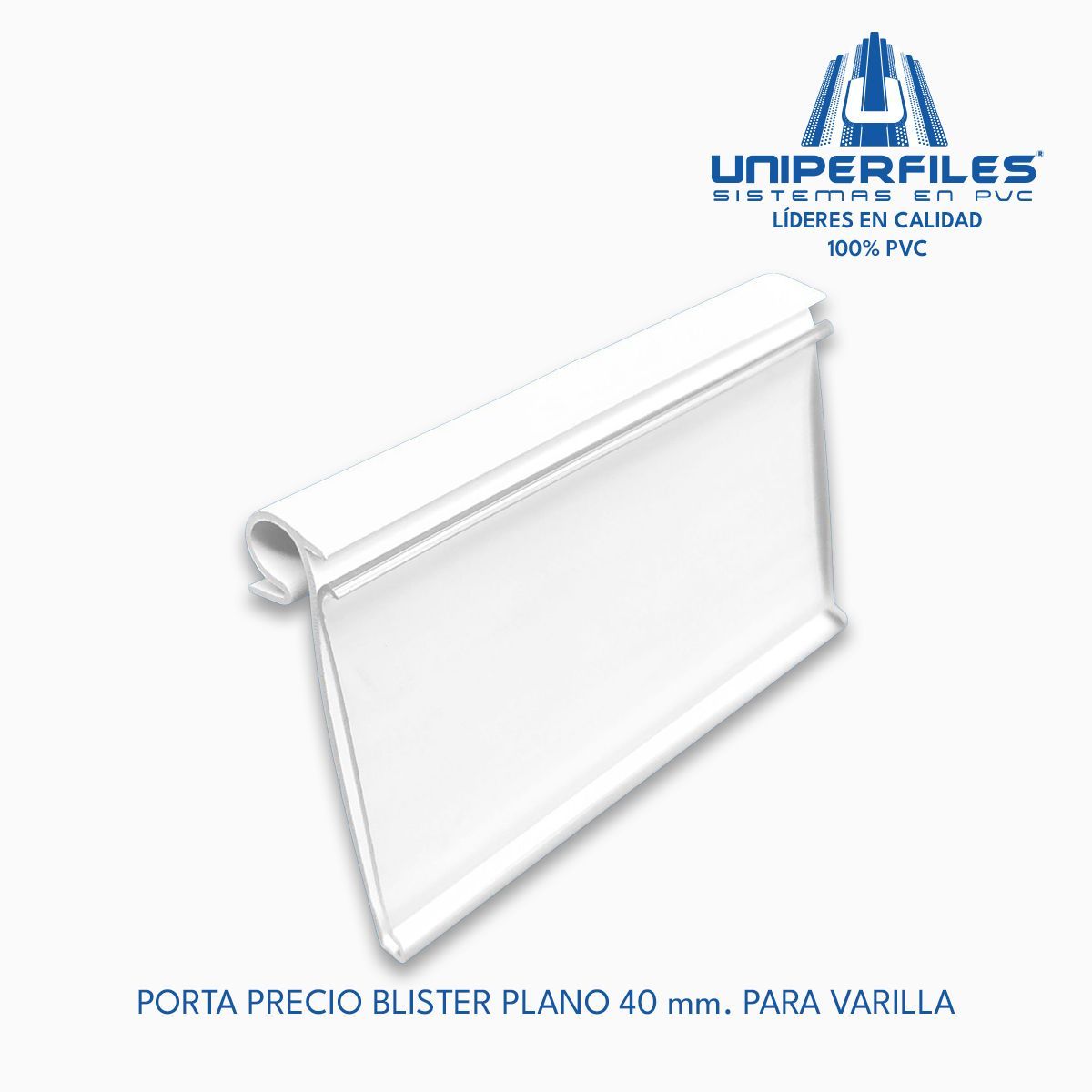 PORTA PRECIO BLISTER PLANO 40 mm. PARA VARILLA