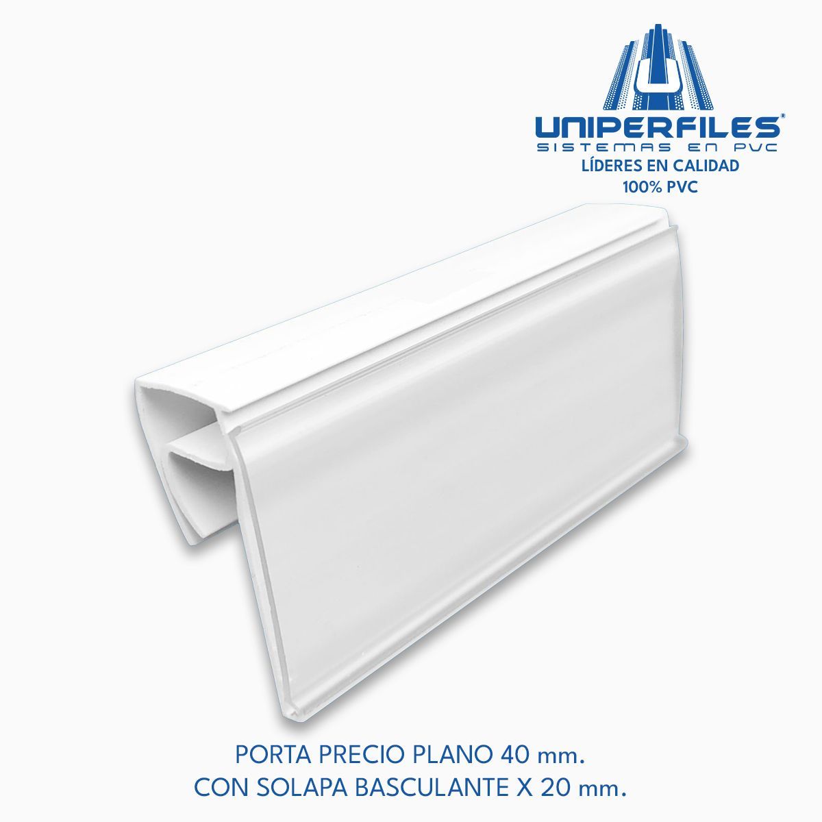 PORTA PRECIO PLANO 40 mm. CON SOLAPA BASCULANTE X 20 mm.