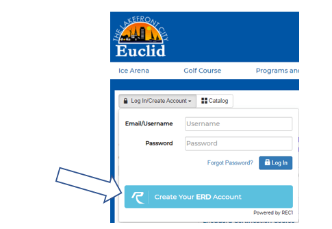 If you have not made an account with the Euclid Recreation Department, Click Create Your ERD Account.