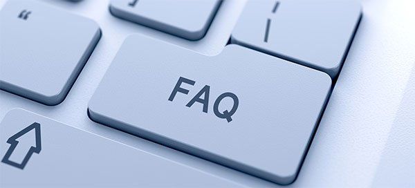 FAQ button on keyboard with soft focus