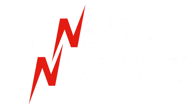 To røde, lynformede «N»-symboler. Hvit bakgrunn.