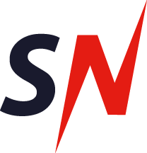 Mørkeblå «S» ved siden av en rød «N» med lyngrafikk.