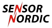 Sensor Nordic-logo: svart tekst «SENSOR» og «NORDIC» med et rødt lyn gjennom «N»-en.