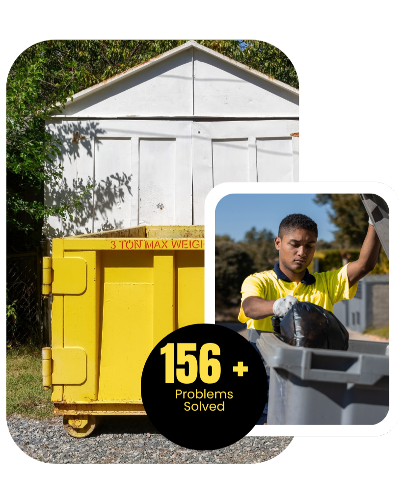 Roll off dumpster placed at residential driveway for home renovation debris removal