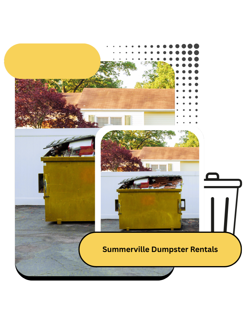 Dumpster rental truck arriving for scheduled pickup after cleanup project