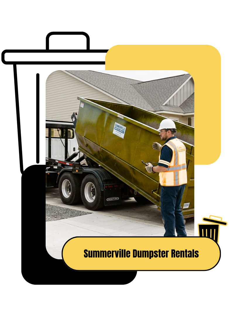 Small dumpster rental used for attic cleanout and household junk removal