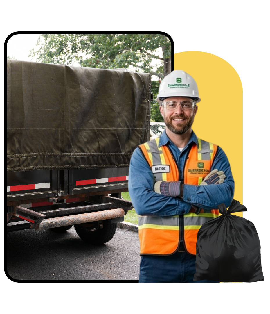 Large dumpster used for full property cleanout before renovation