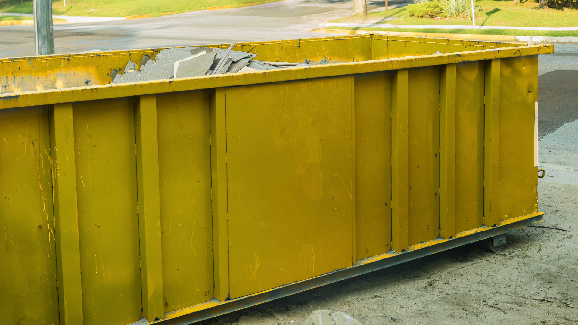 Large construction dumpster used for commercial site debris management