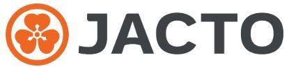 Logo for JACTO featuring a stylized orange flower within a circle, to the left of the word "JACTO" in dark gray.