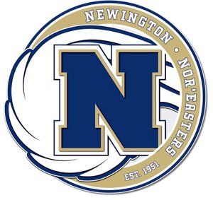 A blue and white logo for the newington noreasters