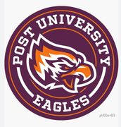 A logo for post university eagles with an eagle on it A logo for post university eagles with an eagle on it