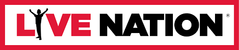 A red and white sign that says live nation