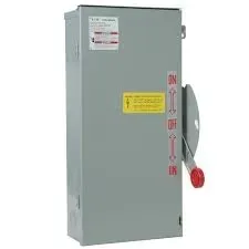 A safety switch with a red handle on a white background.