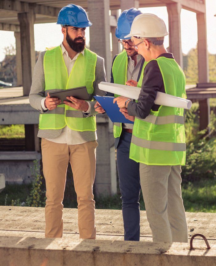 Small Group of Architects And Civil Engineers Meeting on a Construction Site — Melbourne, VIC — Harman Contracting PTY LTD