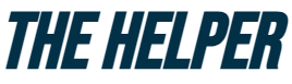 A blue and white logo for the helper