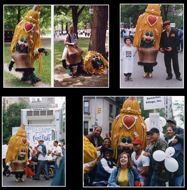 A collage of photos shows people dressed in bell costumes