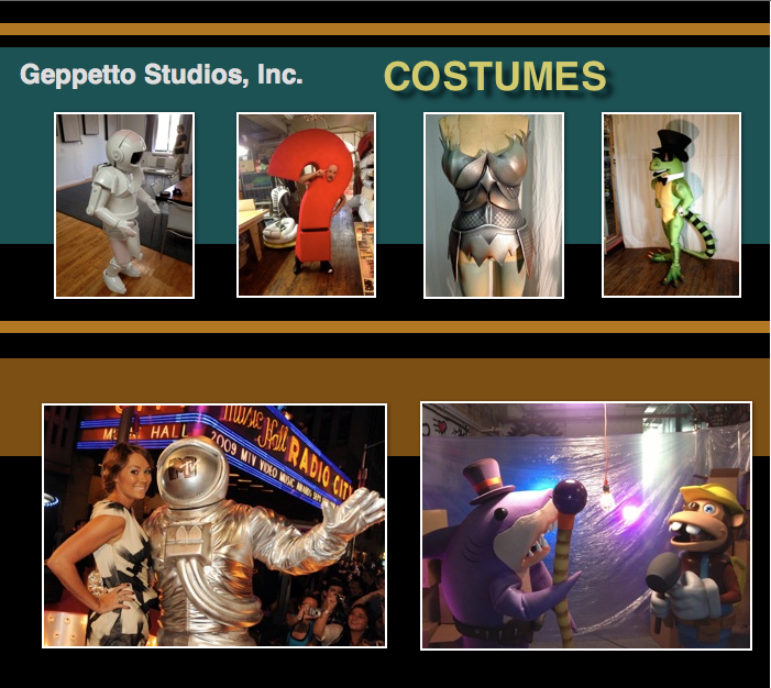 A poster for geppetto studios inc. costumes