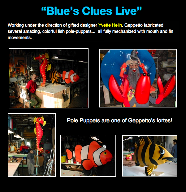 A poster for blue 's clues live shows a collage of pictures
