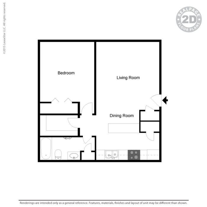 1 bedroom 2d 693sqft