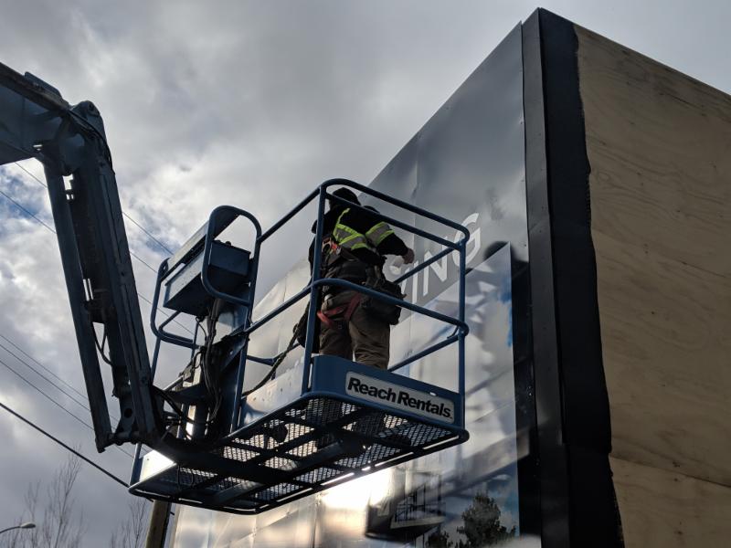 Skynest sign is up at Watson and Vedder Road