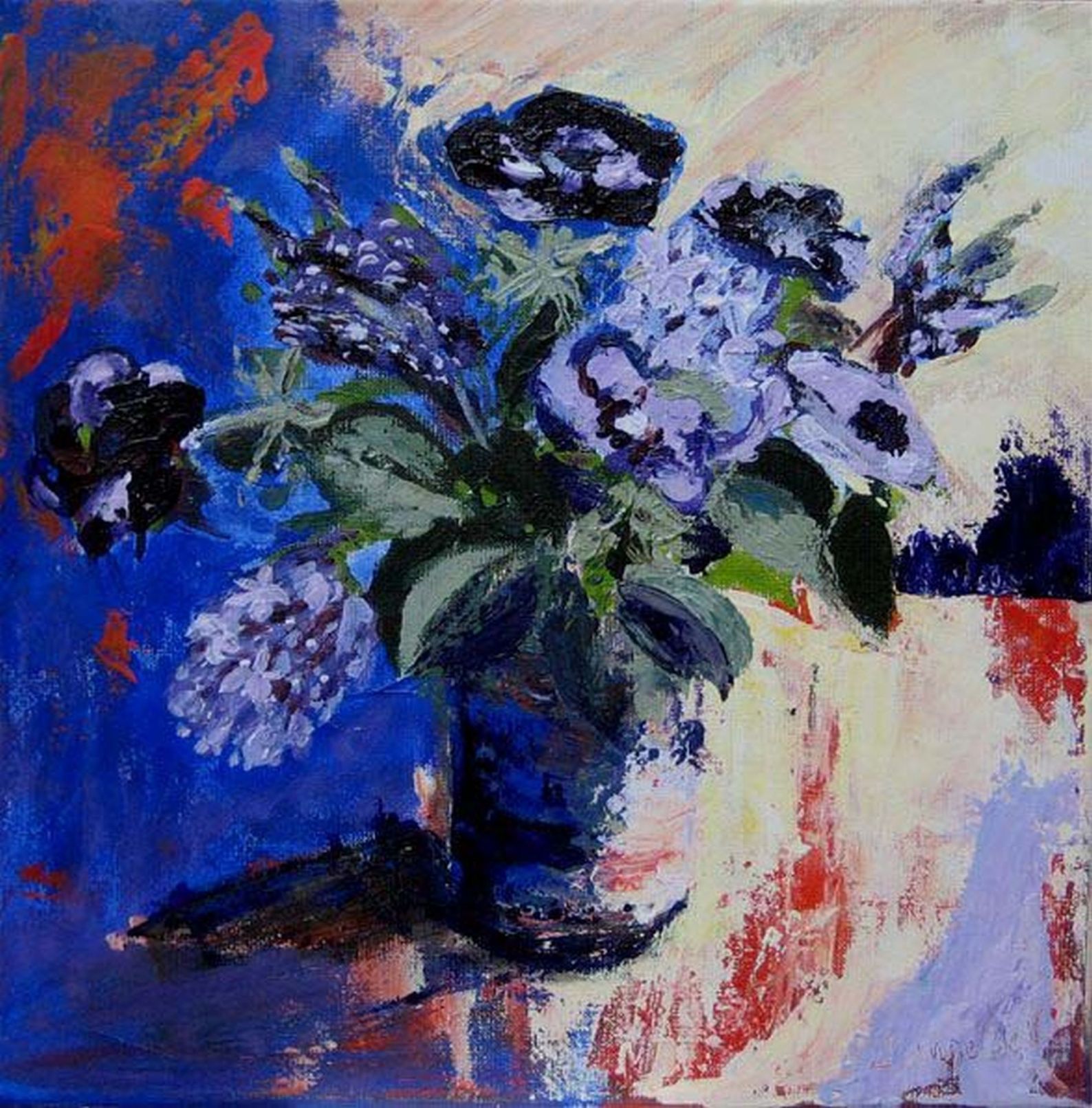 Bloemen in blauw painting