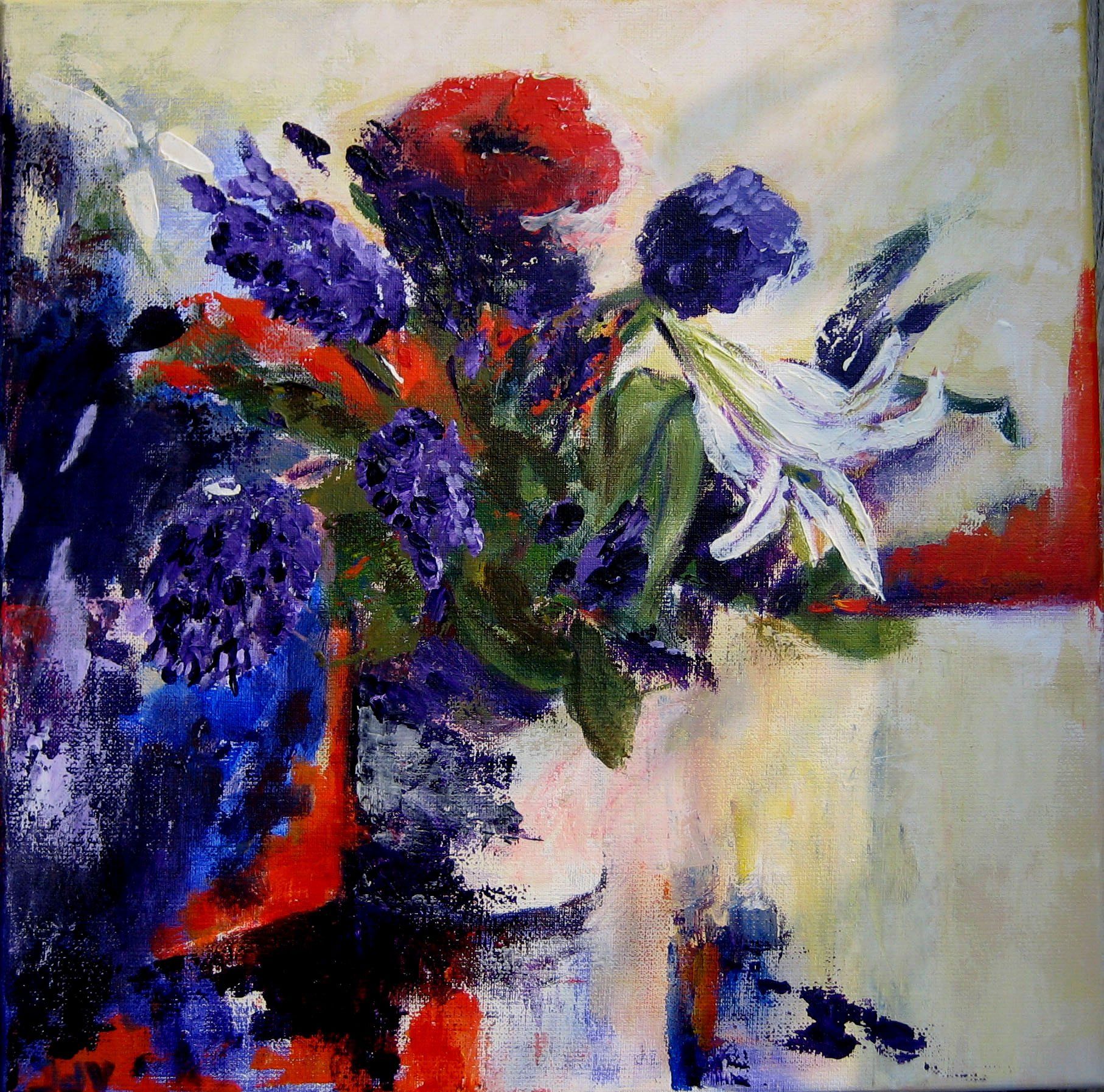 Boeket met witte lelie painting