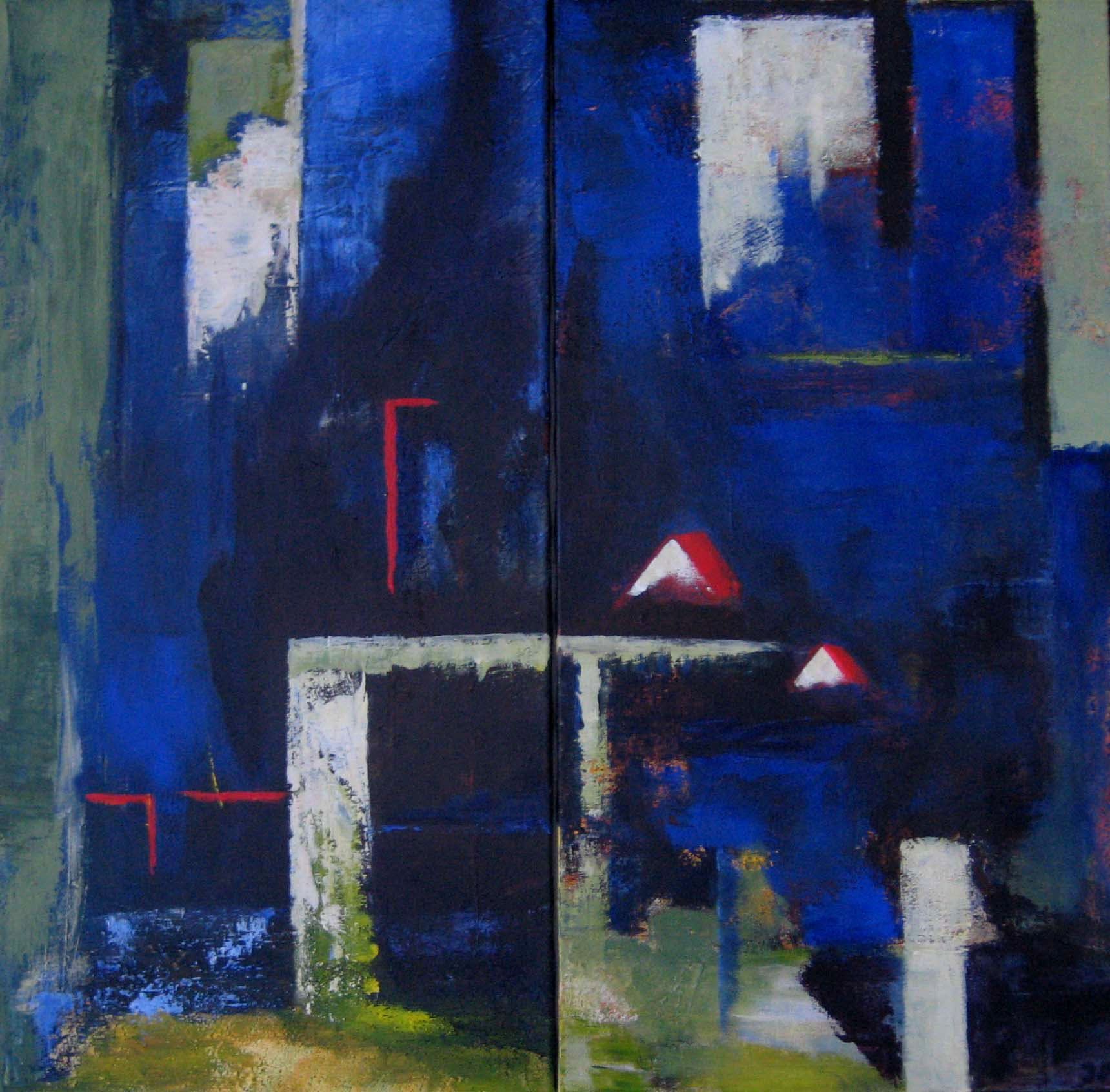 Red roofs in a blue sky (2-luik) painting