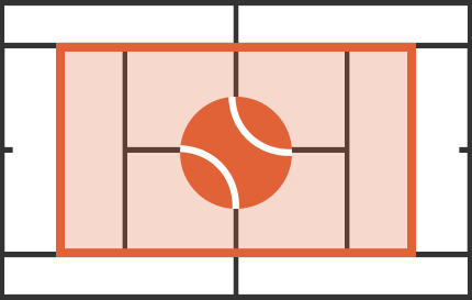 orange ball tennis court