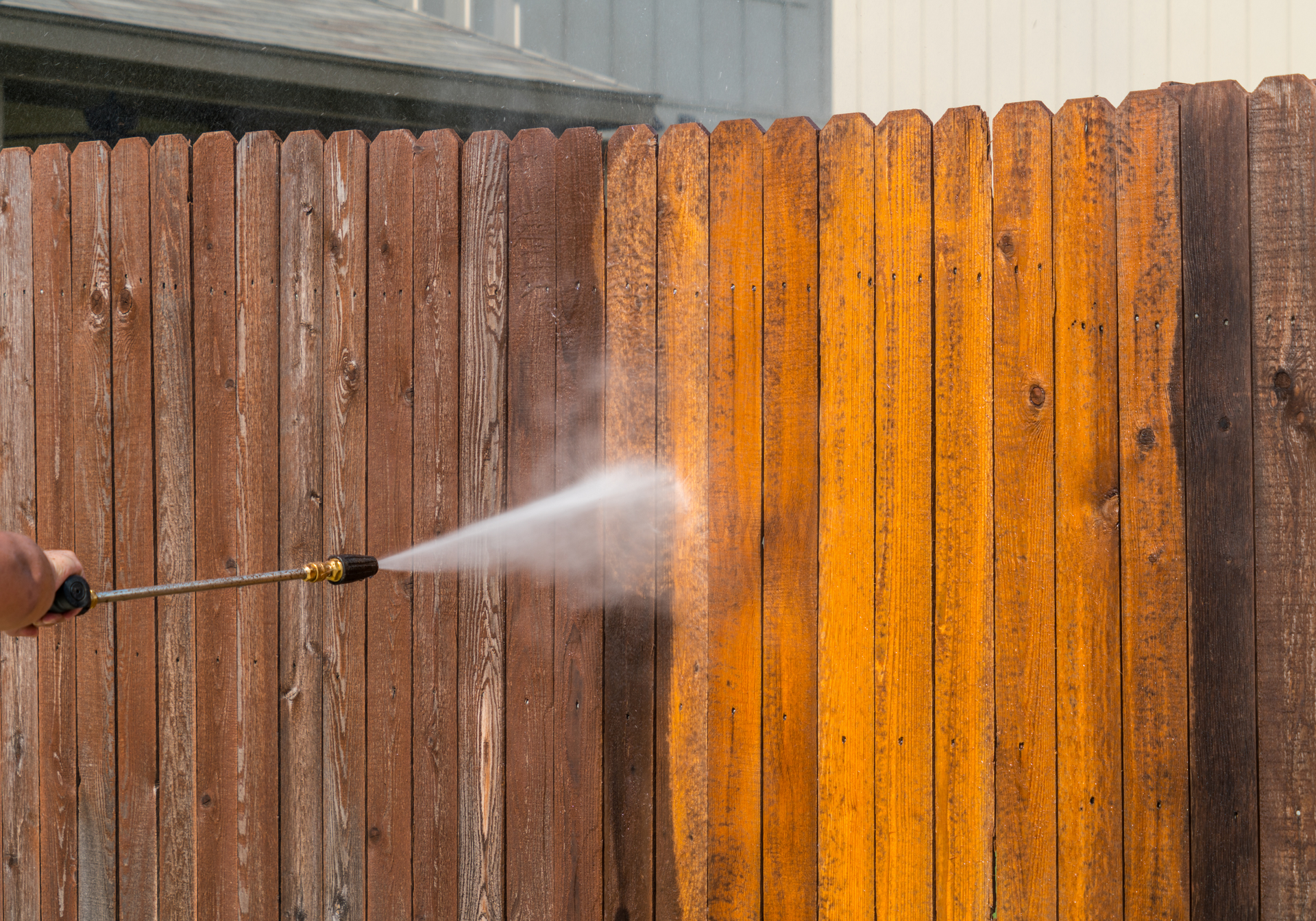 soft washing a fence