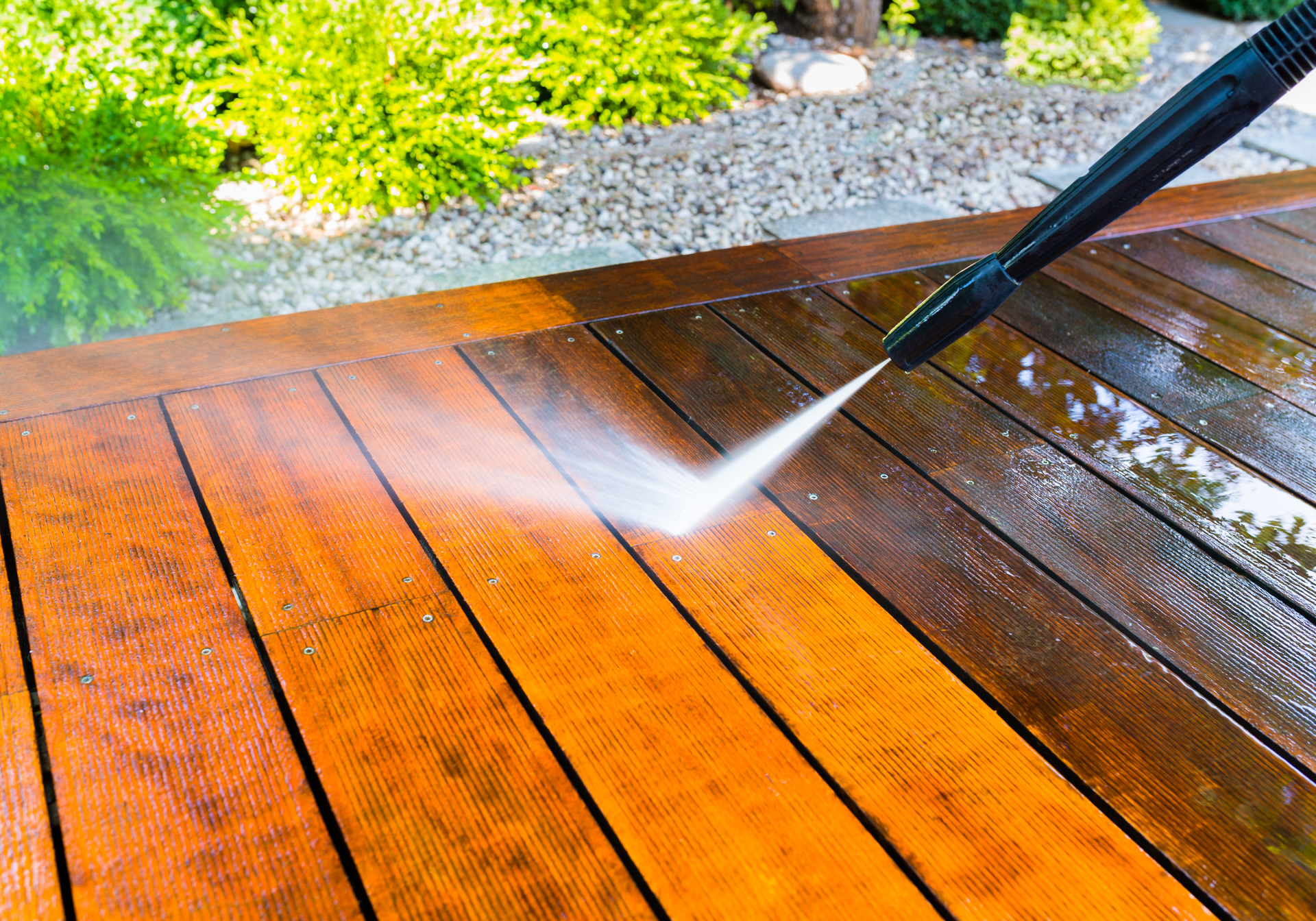 soft washing a deck
