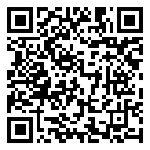 Ein schwarz-weißer QR-Code auf weißem Hintergrund.