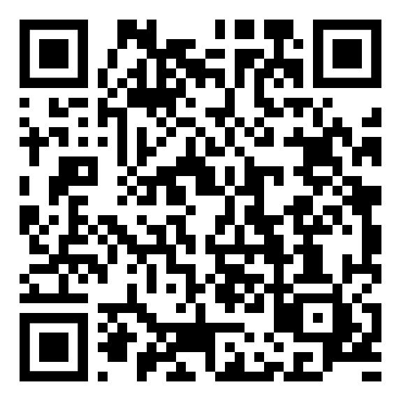 Ein schwarz-weißer QR-Code auf weißem Hintergrund.