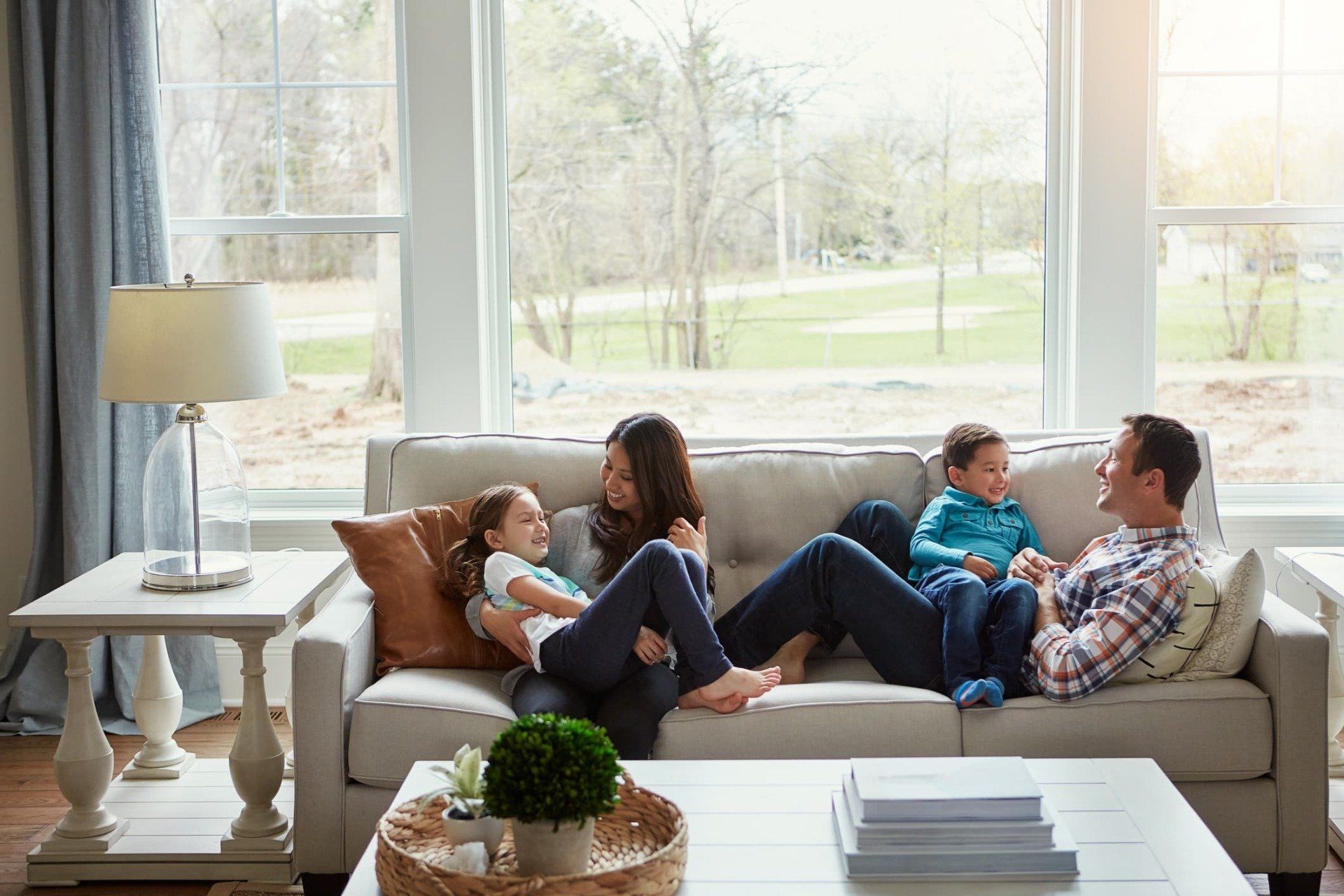 Family on couch