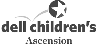 Dell Children's Ascension logo: Text and icon of a star in a circle above 