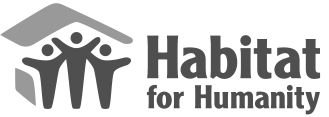 Logo for Habitat for Humanity: three people under a roof, with the words “Habitat for Humanity.”