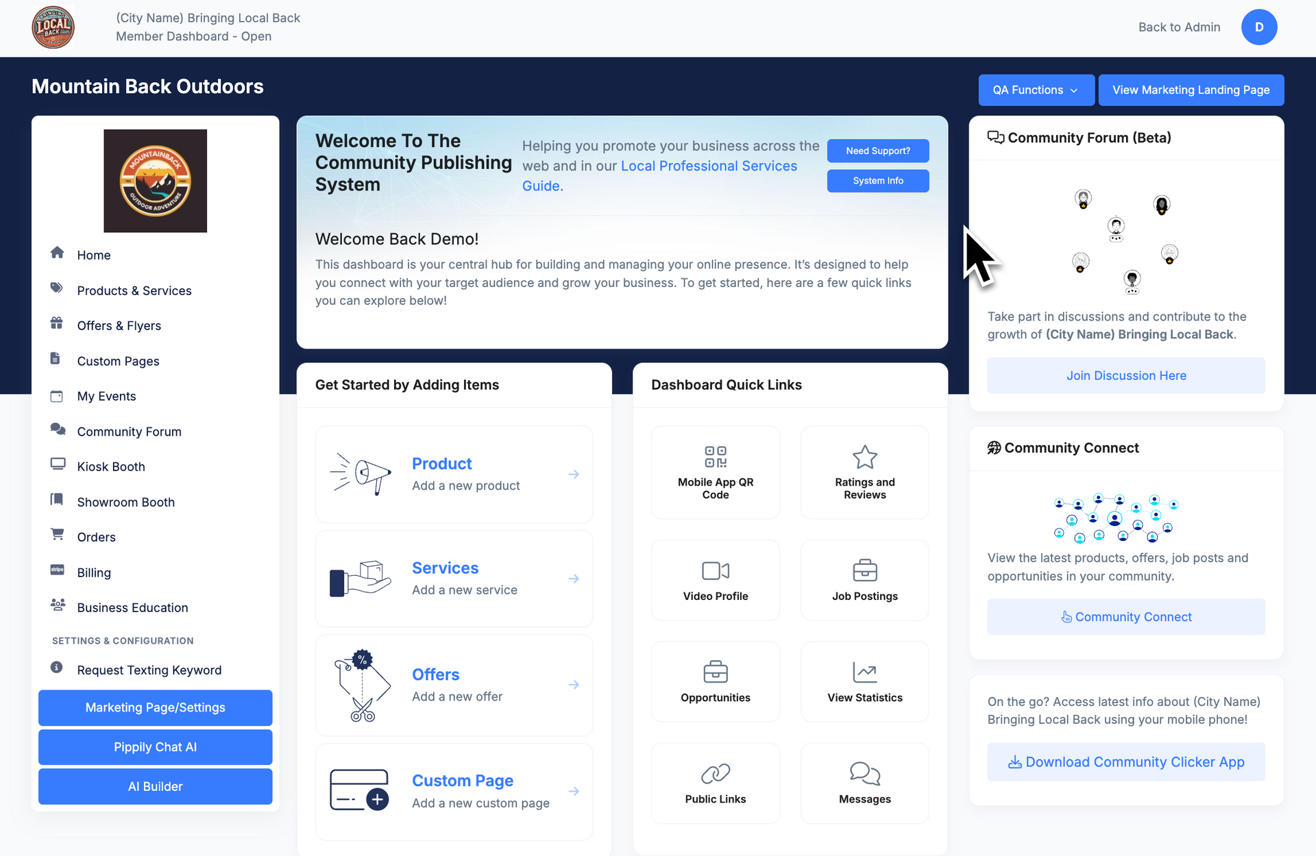 A screenshot of a website showing the community planning system