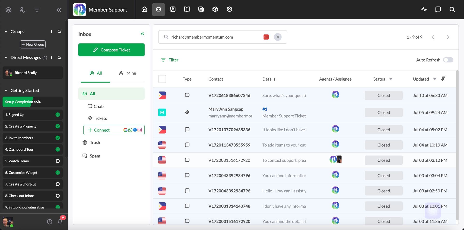 A screenshot of a computer screen showing a list of emails