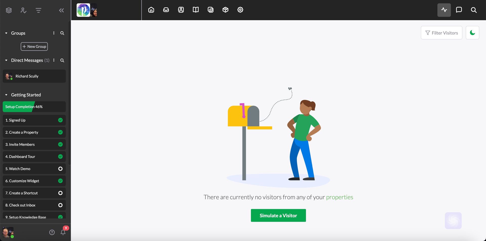 A woman is standing next to a mailbox on a computer screen.