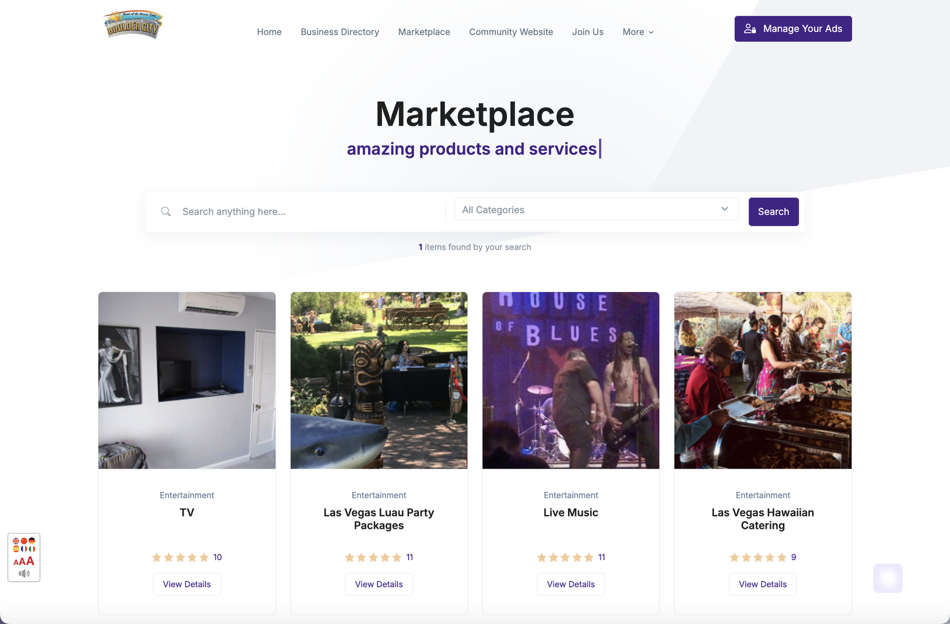 A screenshot of a website called marketplace.
