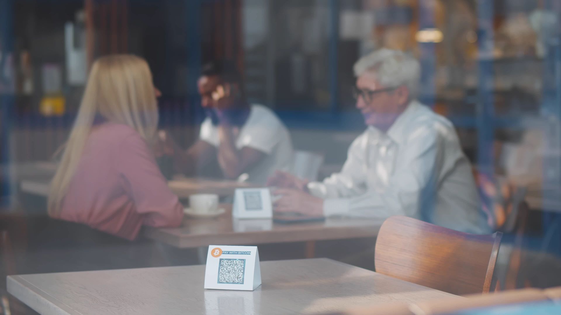 A group of people are sitting at tables in a restaurant.